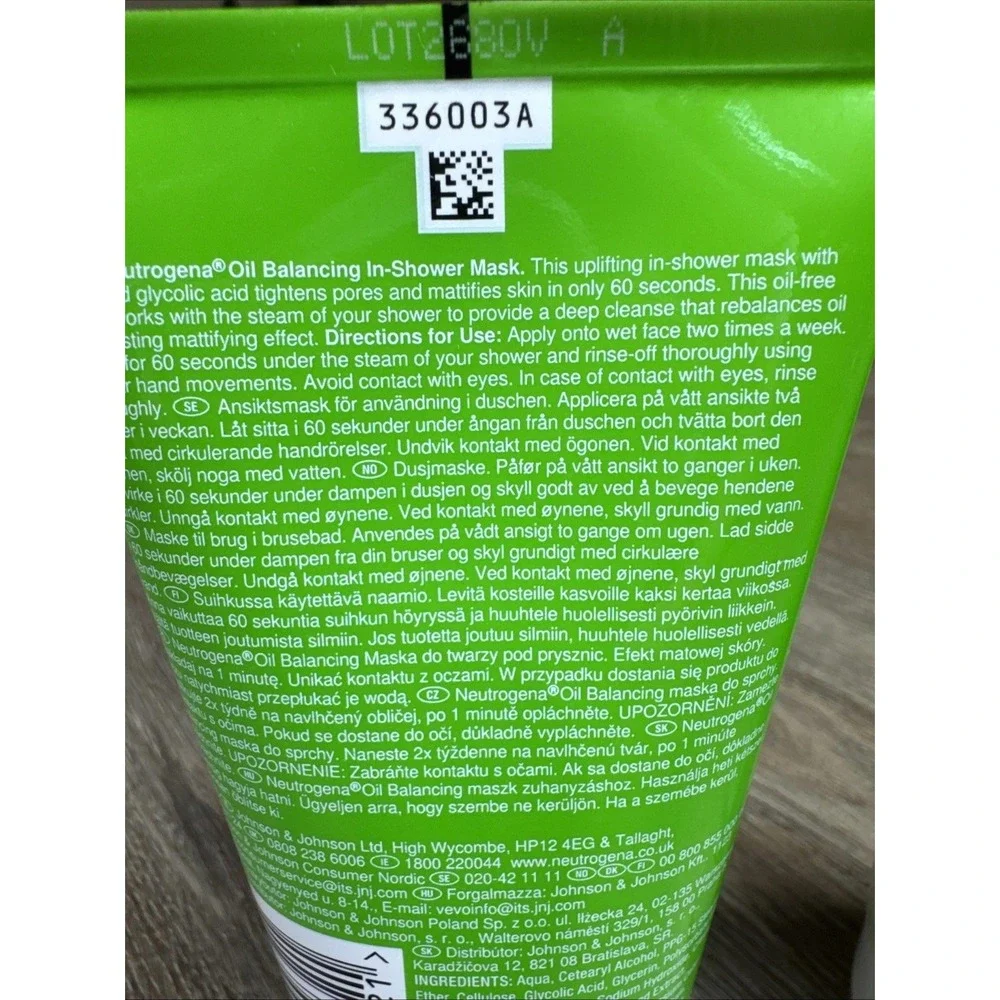 Neutrogena Oil Balancing In-Shower Mask with Lime & Glycolic Acid 150ml Lot of 2
